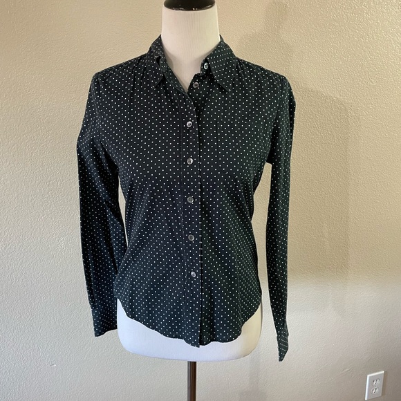 Club Monaco Navy/Indigo/White Polka Dots Button Down Shirt - Picture 4 of 8